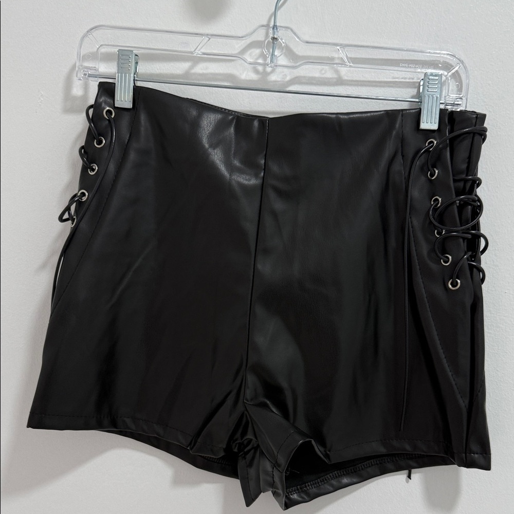 High Waist Black Lace-Up Women Shorts